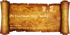 Mittelman Rómeó névjegykártya